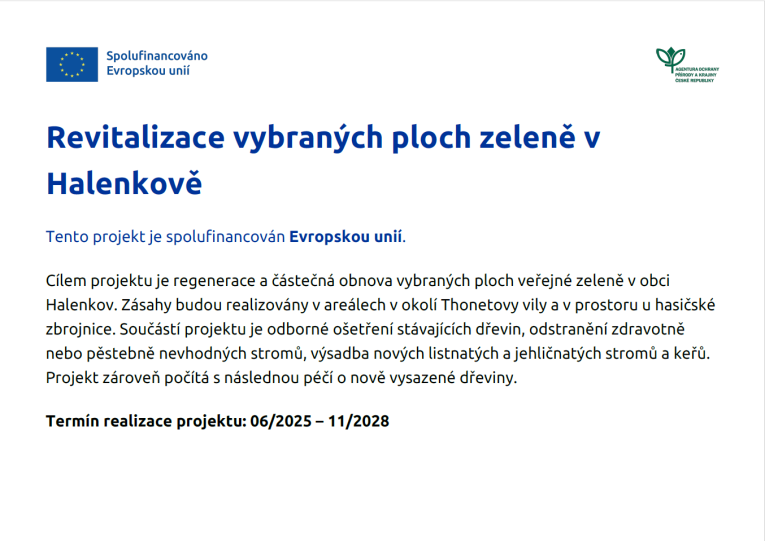 Revitalizace vybraných ploch zeleně v Halenkově